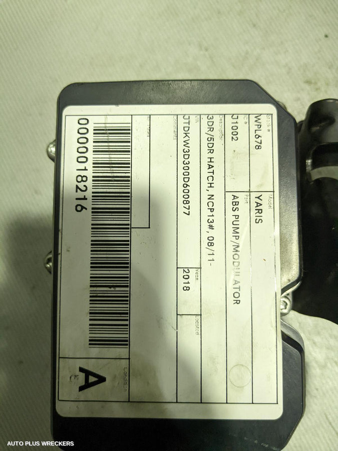 2018 Toyota Yaris Abs Pump Modulator