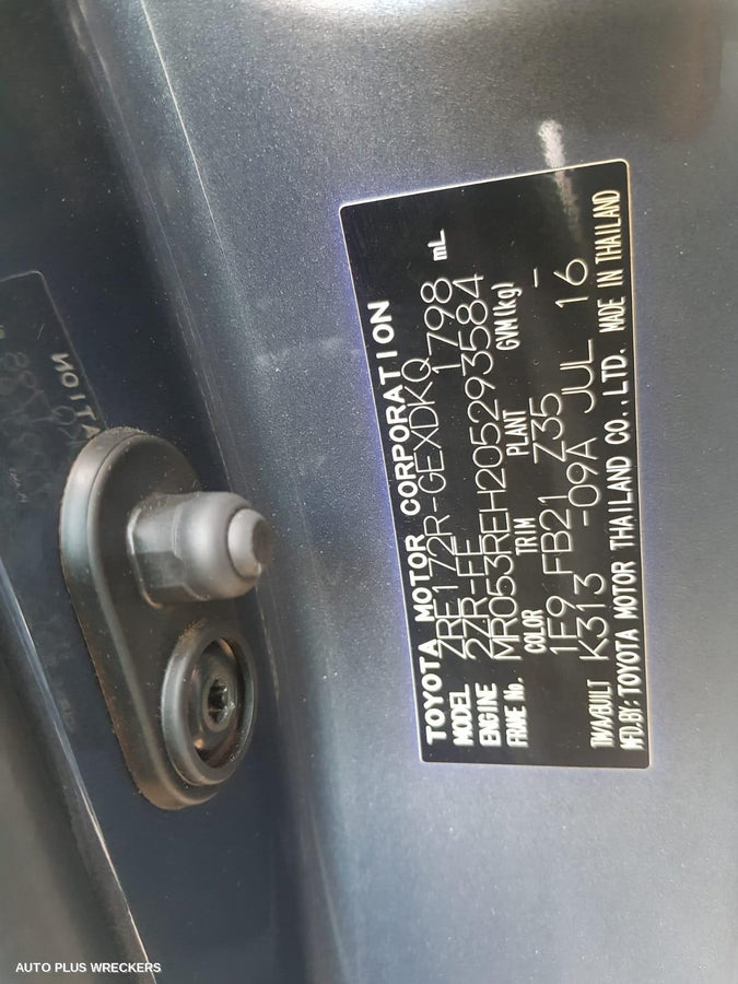 2016 Toyota Corolla Door Boot Gate Lock