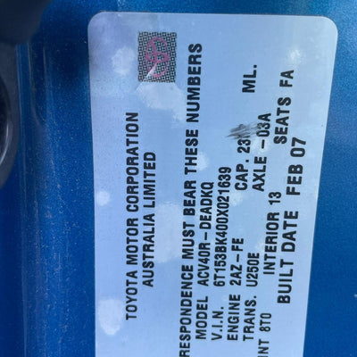 2007 TOYOTA CAMRY PWR DR WIND SWITCH