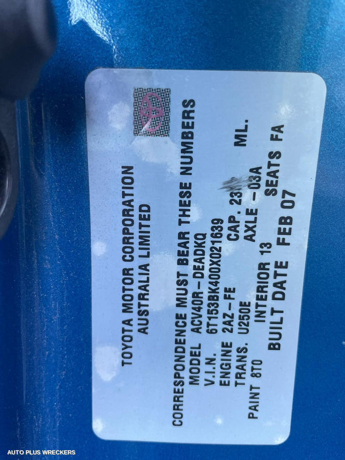 2007 TOYOTA CAMRY PWR DR WIND SWITCH