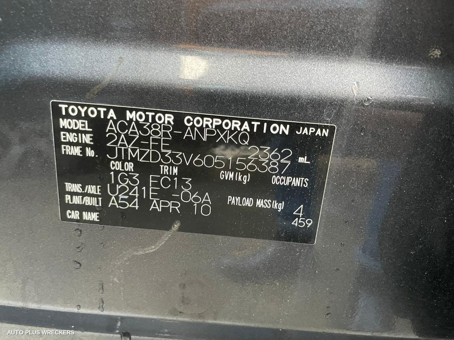 2010 Toyota Rav4 Pwr Dr Wind Switch