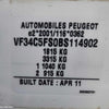 2012 Peugeot 308 Right Guard Liner