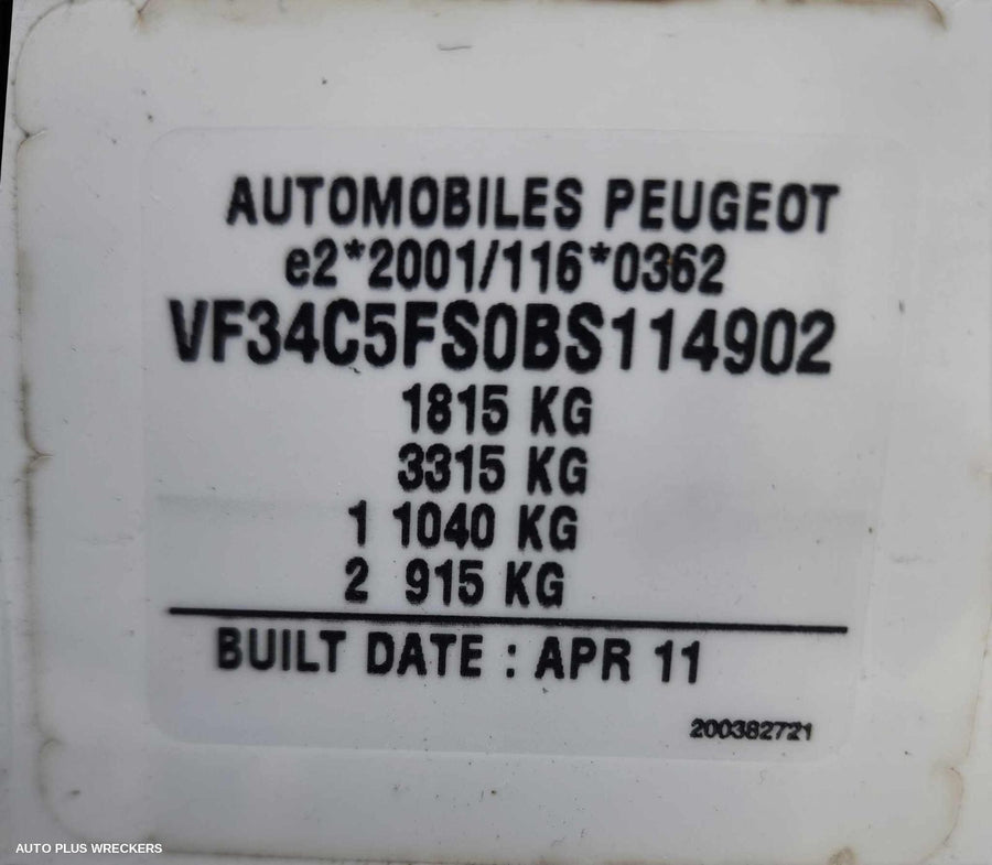 2012 Peugeot 308 Rear Bumper