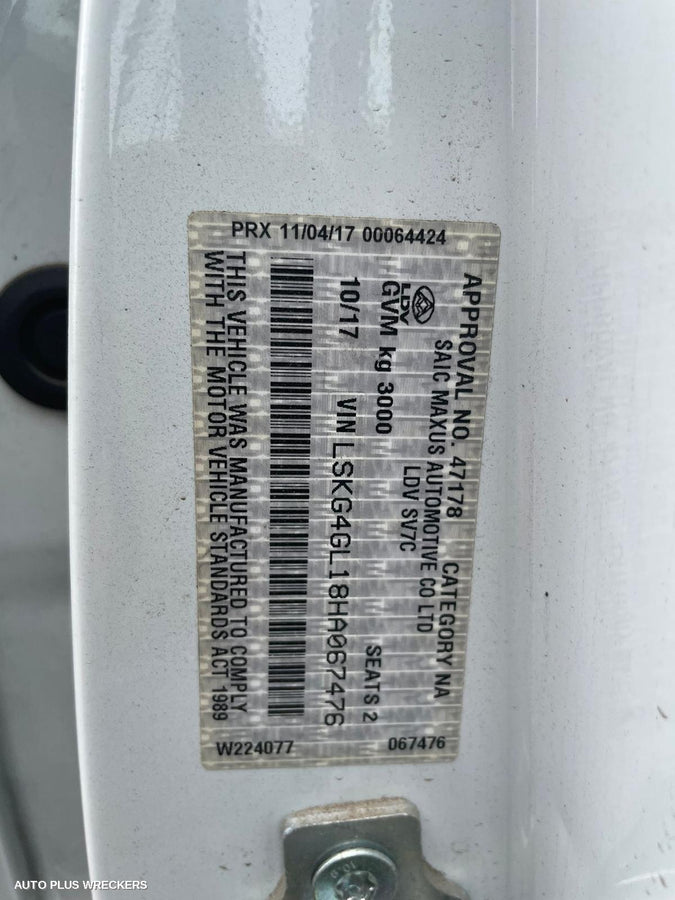 2017 Ldv G10 Rear Diff Assembly