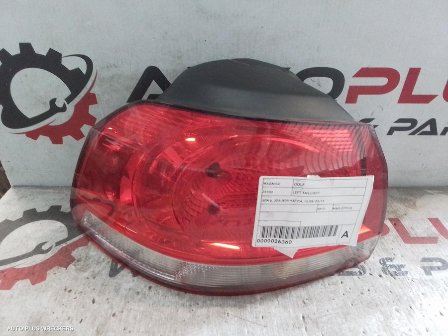 2012 Volkswagen Golf Left Taillight