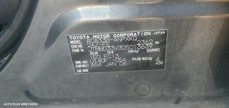 2006 TOYOTA RAV4 LEFT REAR DOOR WINDOW