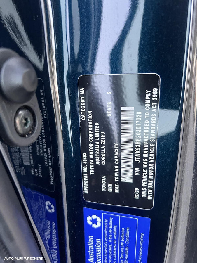 2020 Toyota Corolla Seatbelt Stalk