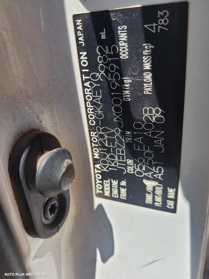 2007 TOYOTA PRADO LEFT REAR DOOR SLIDING