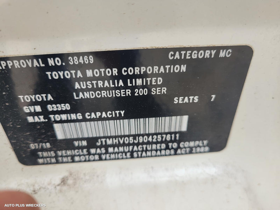 2018 Toyota Landcruiser Door Boot Gate Lock