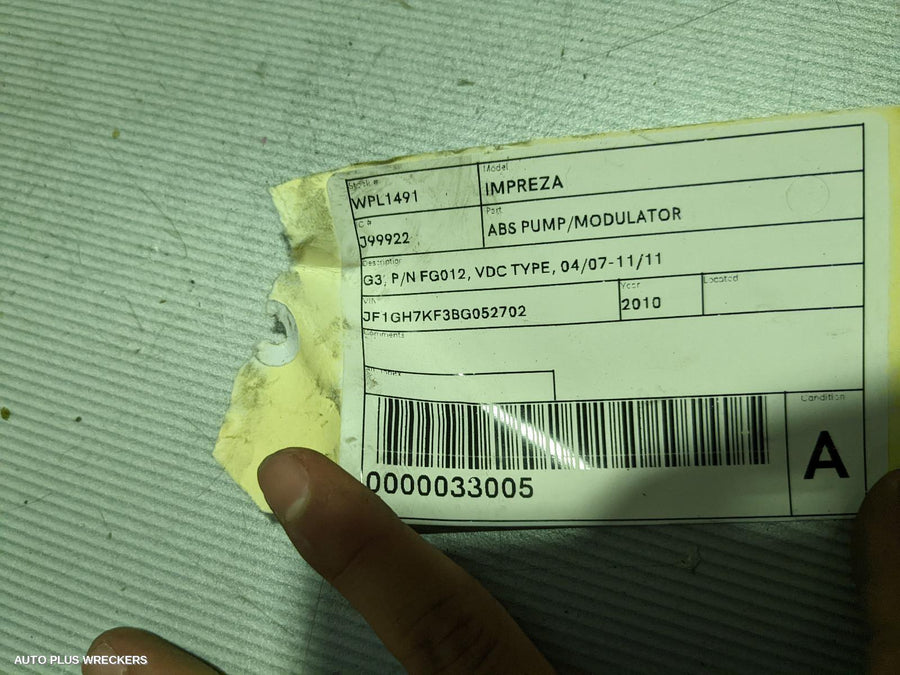 2010 Subaru Impreza Abs Pump Modulator
